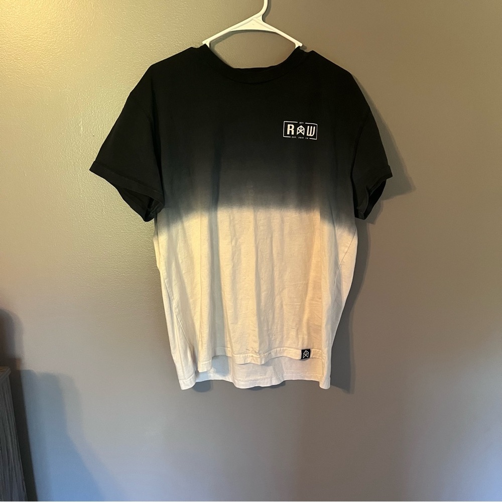 White and black raw gear faded t shirt